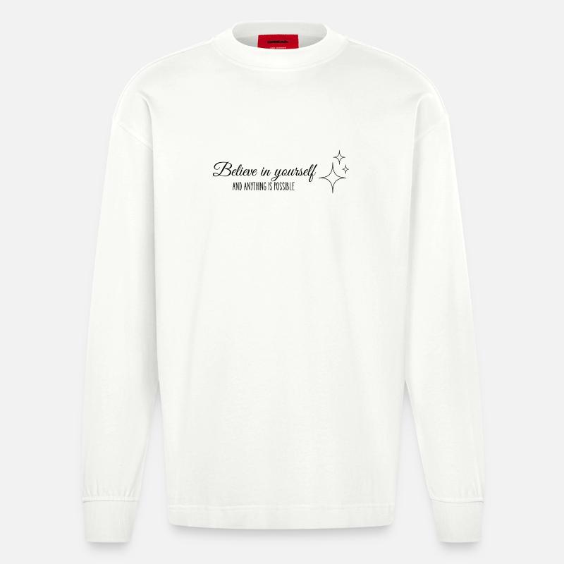 Glaube an dich - Heavyweight Oversized Organic Langarmshirt Made in EU - OFF WHITE