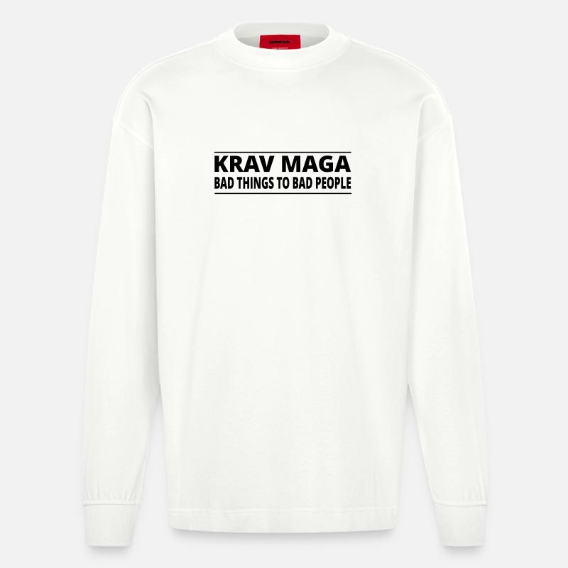 KravMaga | BAD THINGS - Heavyweight Oversized Organic Langarmshirt Made in EU - OFF WHITE