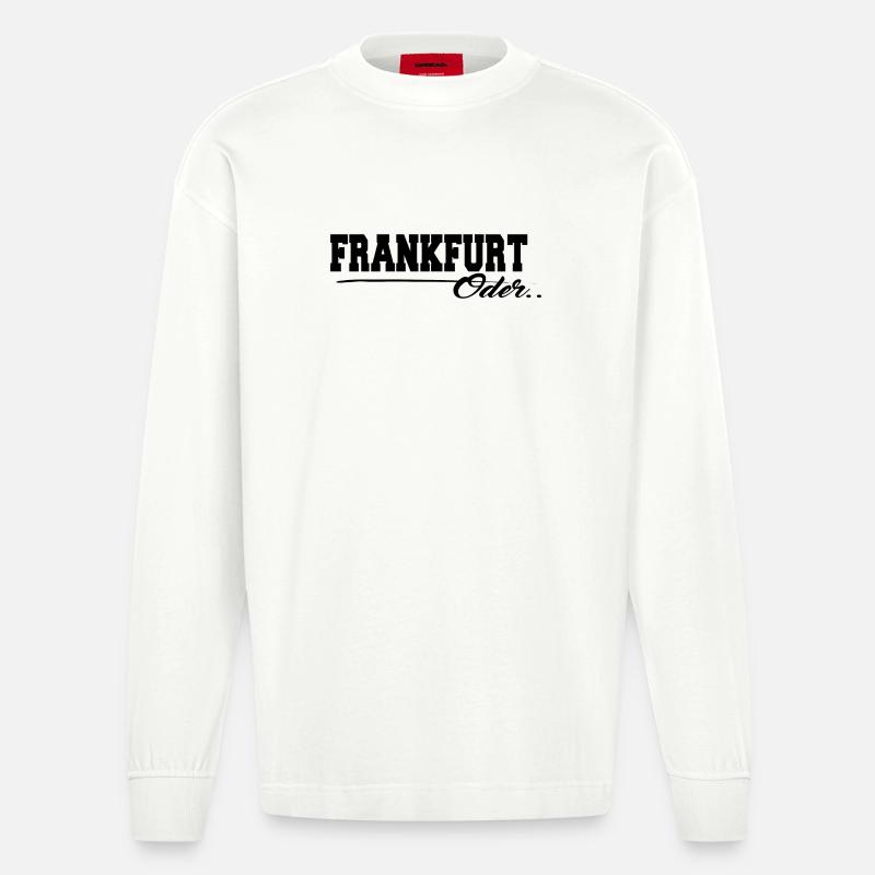 Frankfurt Oder Schriftzug - Heavyweight Oversized Organic Langarmshirt Made in EU - OFF WHITE