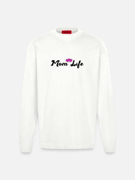 mom_life_heart - Manches longues bio épais oversize fabriqué en UE - OFF WHITE
