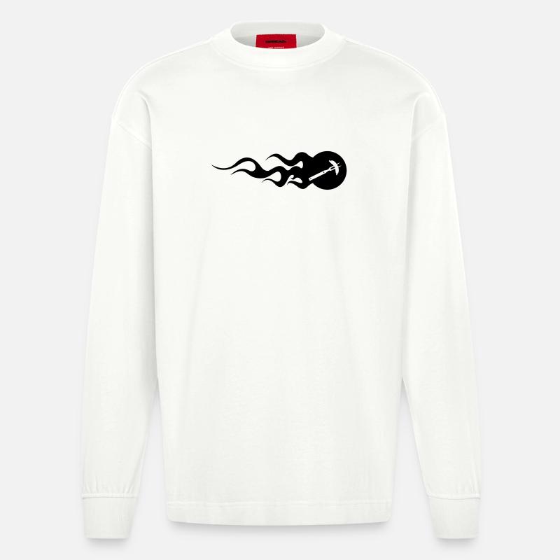 BBQ - Grillen - Heavyweight Oversized Organic Langarmshirt Made in EU - OFF WHITE