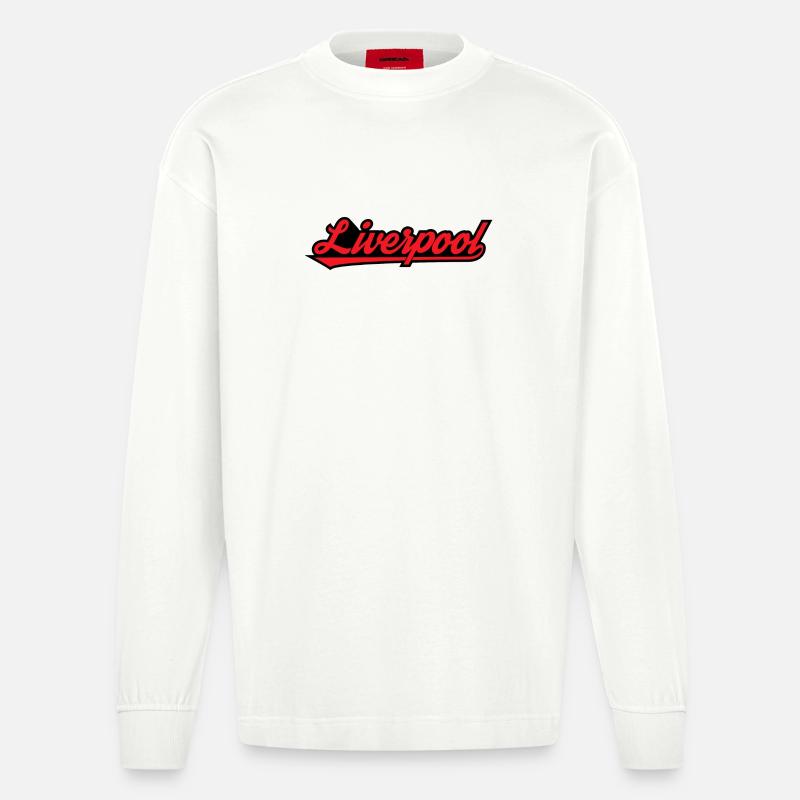 Liverpool Script auf Schwarz - Heavyweight Oversized Organic Langarmshirt Made in EU - OFF WHITE