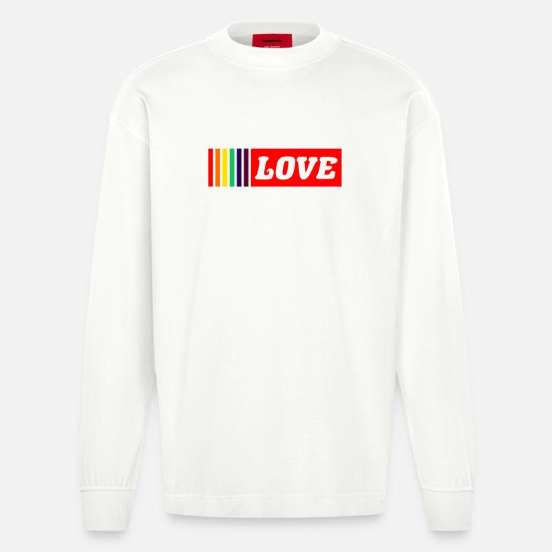 Love Regenbogen - Heavyweight Oversized Organic Langarmshirt Made in EU - OFF WHITE