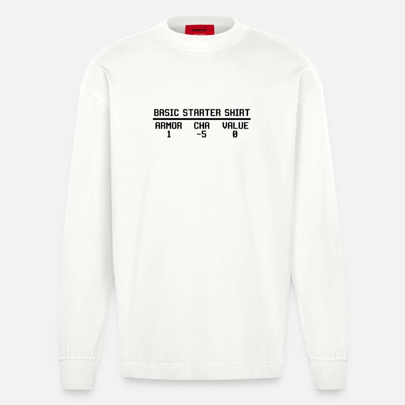 Funny RPG Basic Starter Shirt Stat Block Video - Heavyweight Oversized Organic Langarmshirt Made in EU - OFF WHITE