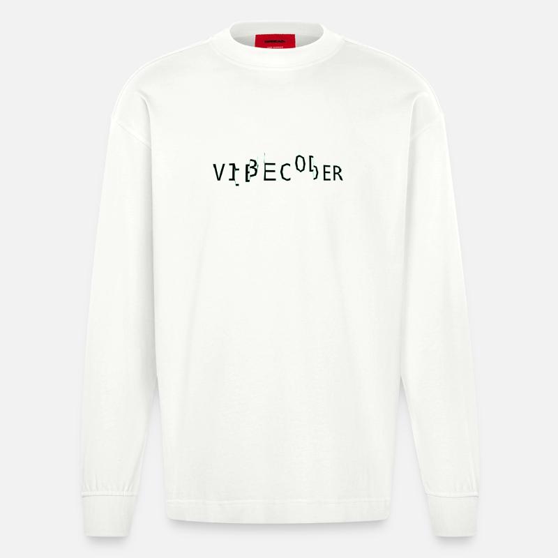 vibecoder_mono Glitch - Heavyweight Oversized Organic Langarmshirt Made in EU - OFF WHITE
