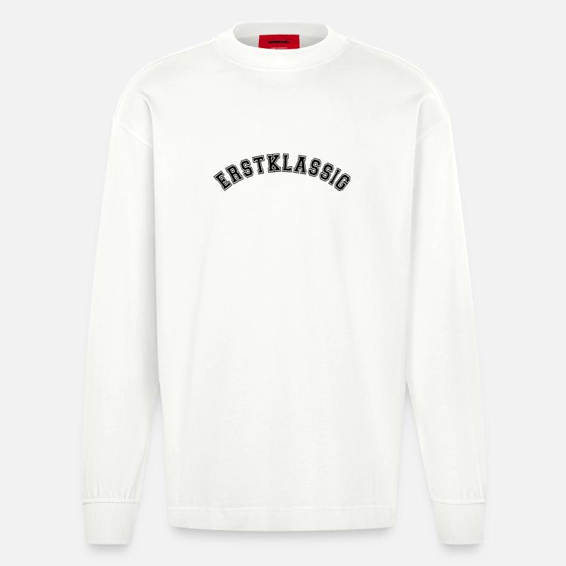 Erstklassig Einschulung, Schulstart, schulkind - Heavyweight Oversized Organic Langarmshirt Made in EU - OFF WHITE