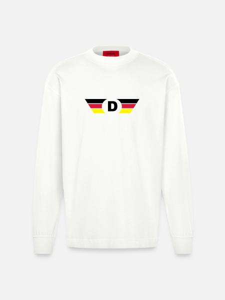 Germany flag / symbol top - Heavyweight Oversized Organic Longsleeve Shirt Made in EU - OFF WHITE