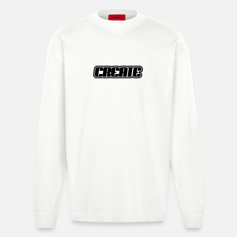 Create Schriftzug - Heavyweight Oversized Organic Langarmshirt Made in EU - OFF WHITE
