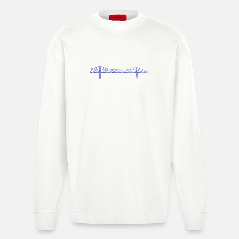 Rendsburger Hochbrücke – Urban Scribble Art Design - Heavyweight Oversized Organic Langarmshirt Made in EU - OFF WHITE