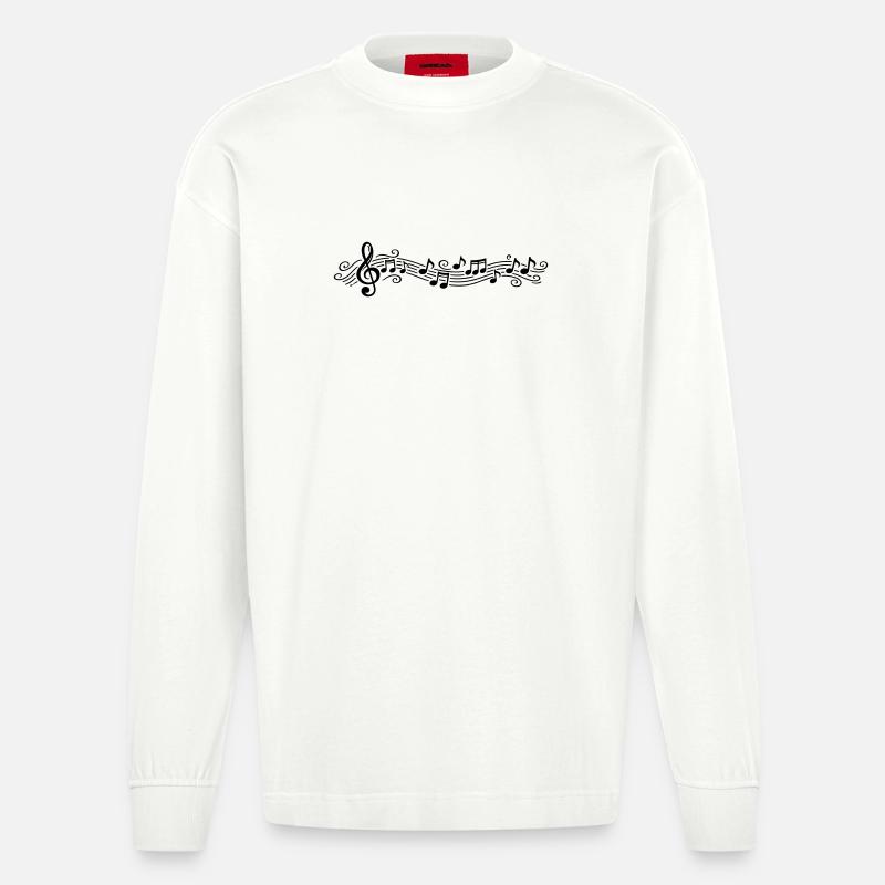 Notes musicales Clés de mélodie - Manches longues bio épais oversize fabriqué en UE - OFF WHITE