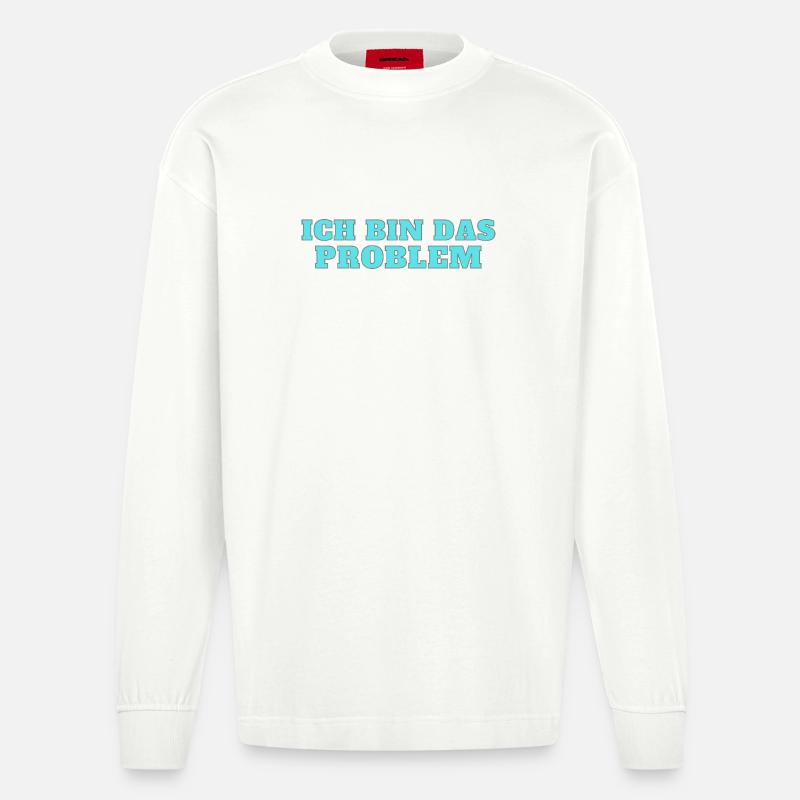 Ich bin das Problem – Selbstironie - Heavyweight Oversized Organic Langarmshirt Made in EU - OFF WHITE