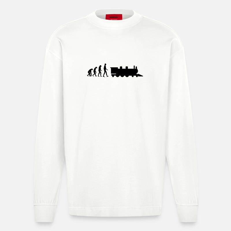 Eisenbahner / Eisenbahnen / Eisenbahn / Bahn - Heavyweight Oversized Organic Langarmshirt Made in EU - OFF WHITE