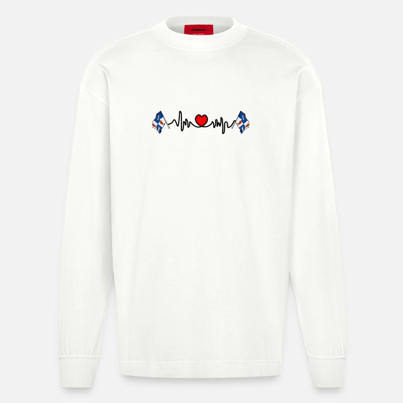 Norrbotten Herzfrequenz-Design - Heavyweight Oversized Organic Langarmshirt Made in EU - OFF WHITE