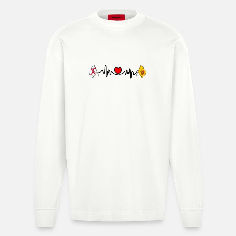 Lancashire- und England-Herzfrequenz - Heavyweight Oversized Organic Langarmshirt Made in EU - OFF WHITE