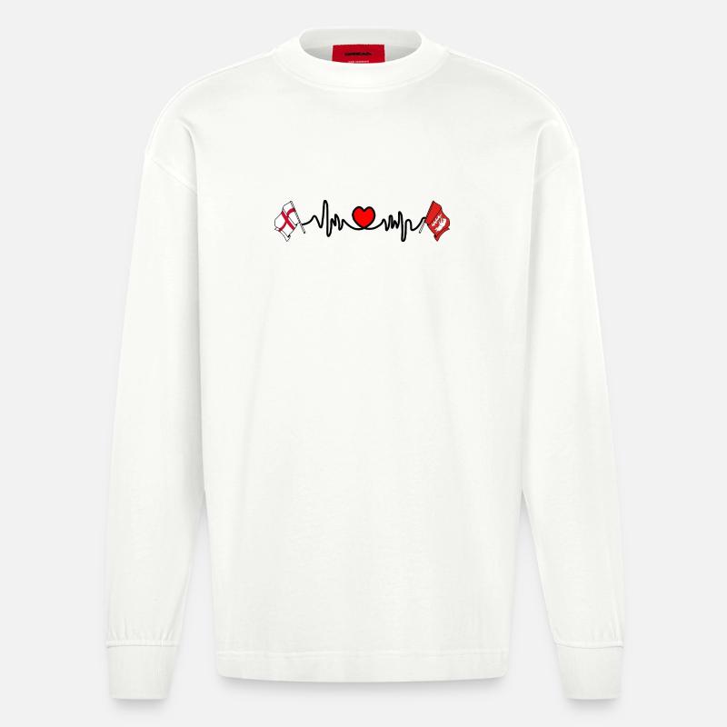 Warwickshire & England Herzfrequenz - Heavyweight Oversized Organic Langarmshirt Made in EU - OFF WHITE