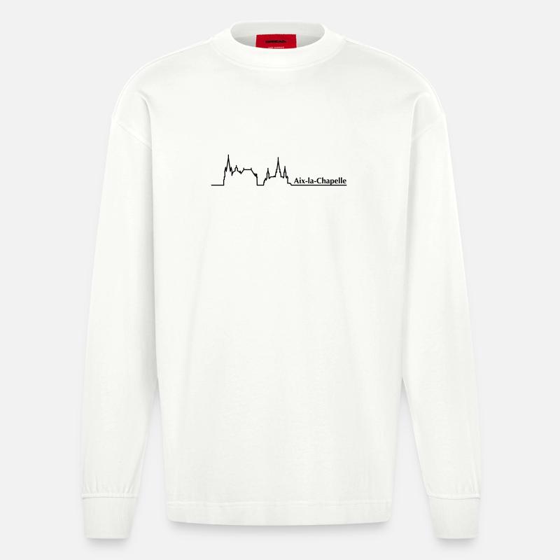Aachen Skyline - Heavyweight Oversized Organic Langarmshirt Made in EU - OFF WHITE