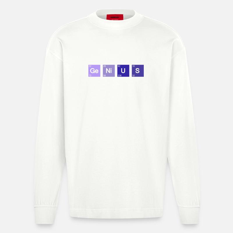 Genius Nerd Geek - Manches longues bio épais oversize fabriqué en UE - OFF WHITE