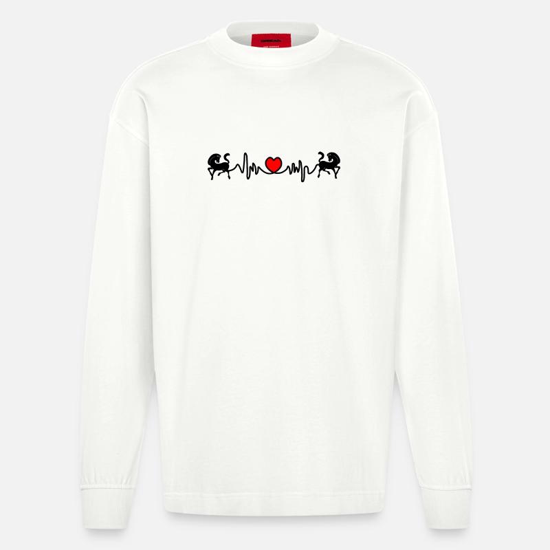Zwei Pferde Cardio-Herzfrequenz - Heavyweight Oversized Organic Langarmshirt Made in EU - OFF WHITE