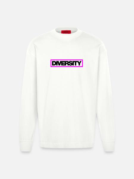 Diversité typographique Contour 2C - Manches longues bio épais oversize fabriqué en UE - OFF WHITE