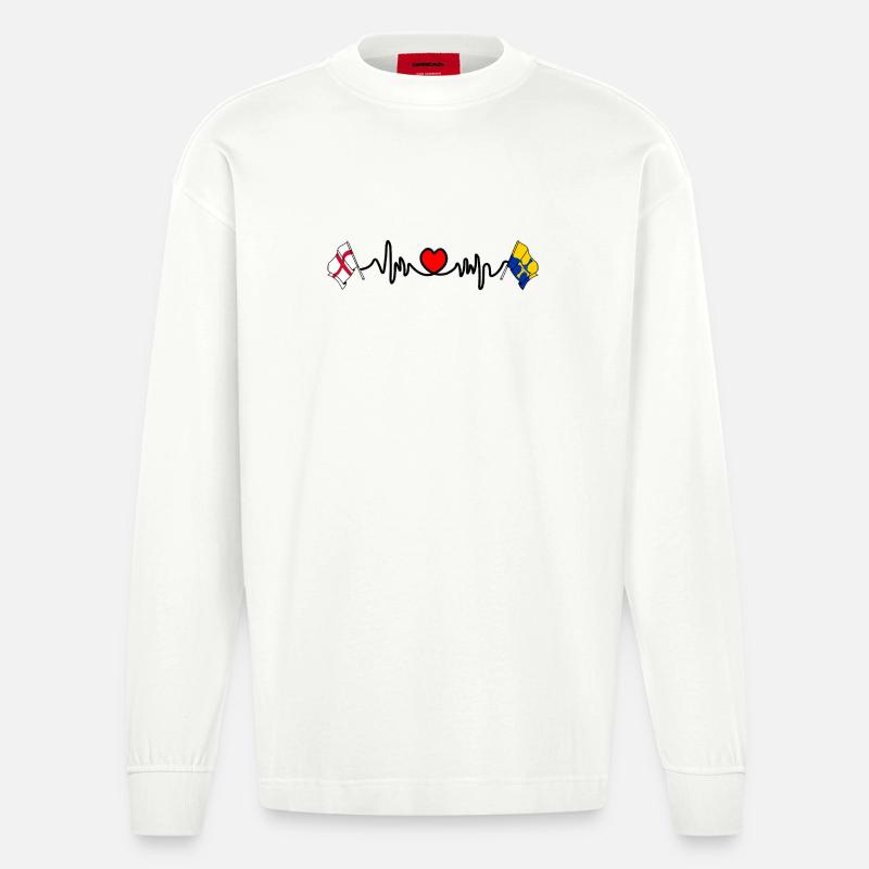 Drapeau de Durham et d’Angleterre - Manches longues bio épais oversize fabriqué en UE - OFF WHITE