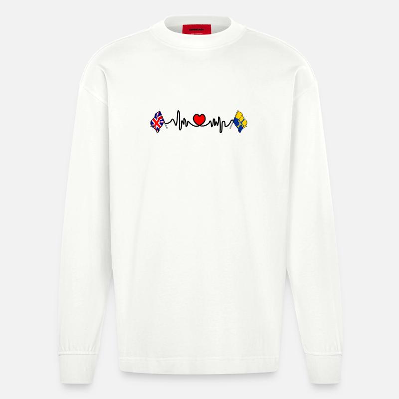 Herzfrequenz in Durham & UK - Heavyweight Oversized Organic Langarmshirt Made in EU - OFF WHITE