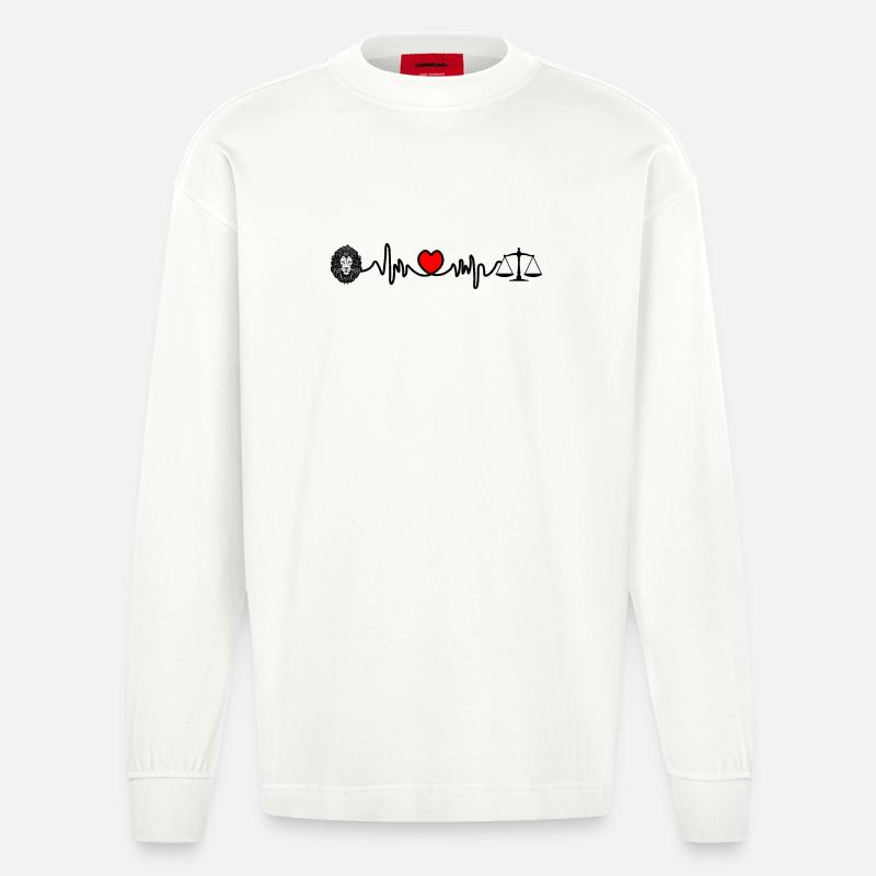 Herzfrequenz-Cardio-Löwen-Waage - Heavyweight Oversized Organic Langarmshirt Made in EU - OFF WHITE