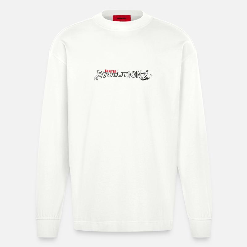 Skateboarder Design | Skate-Evolution - Heavyweight Oversized Organic Langarmshirt Made in EU - OFF WHITE
