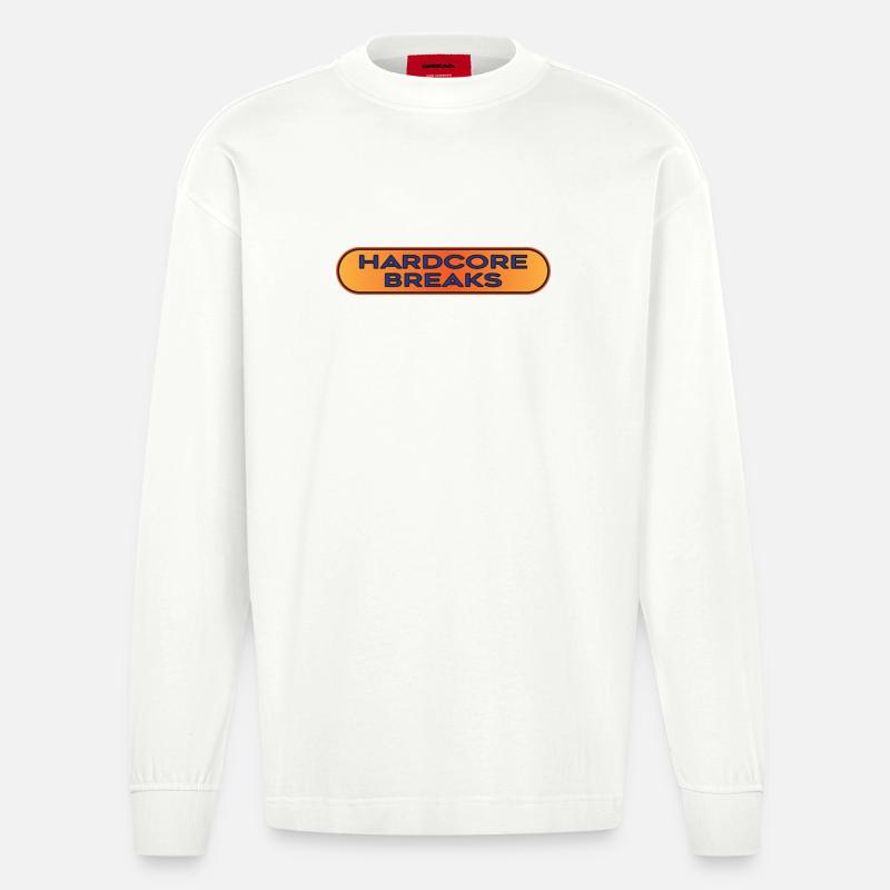 Hardcore Breaks Breakbeat - Manches longues bio épais oversize fabriqué en UE - OFF WHITE