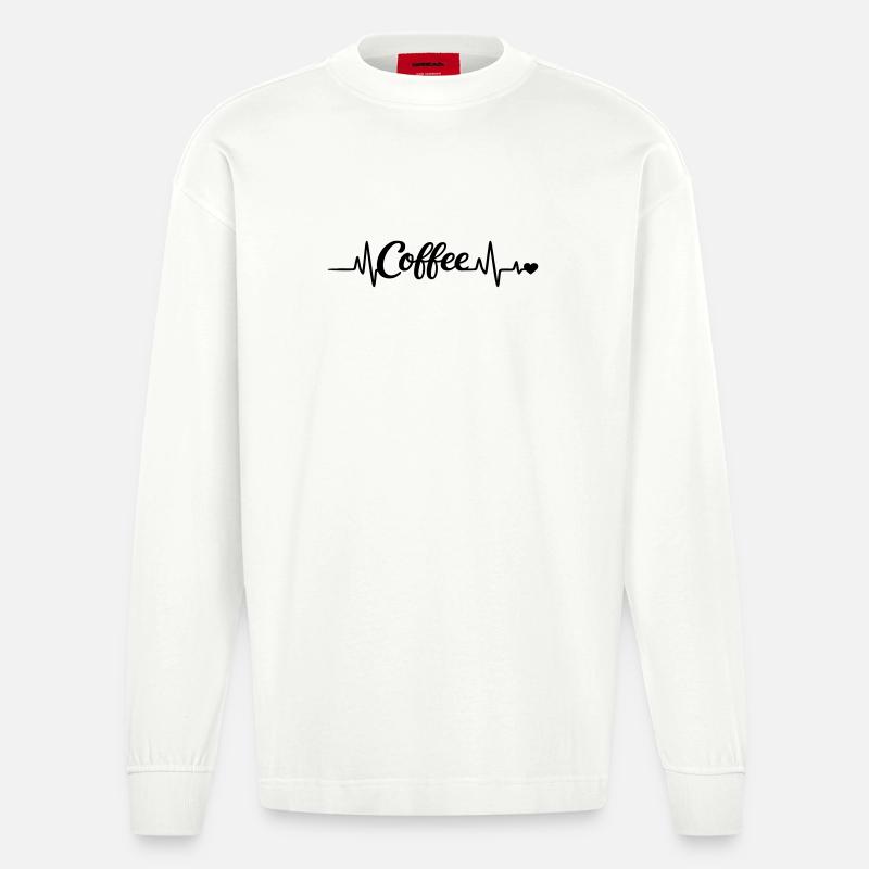 Le café te rend heureux - Manches longues bio épais oversize fabriqué en UE - OFF WHITE