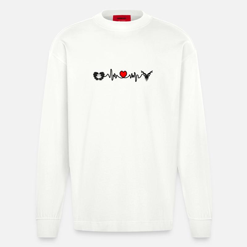 Herzfrequenz Cardio Zwillinge Steinbock - Heavyweight Oversized Organic Langarmshirt Made in EU - OFF WHITE