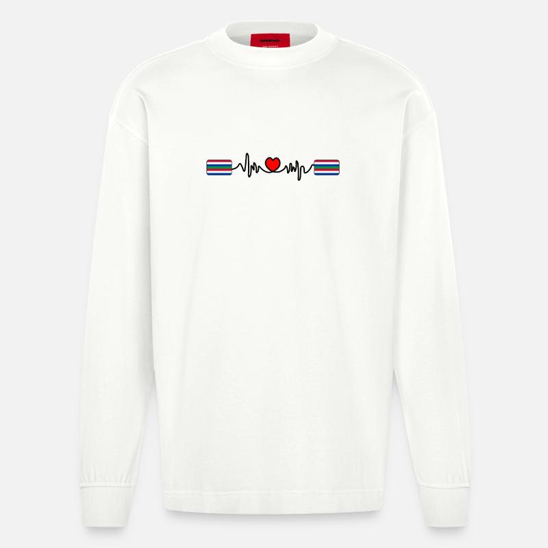 Schier Pulse Logo – Island Style - Heavyweight Oversized Organic Langarmshirt Made in EU - OFF WHITE