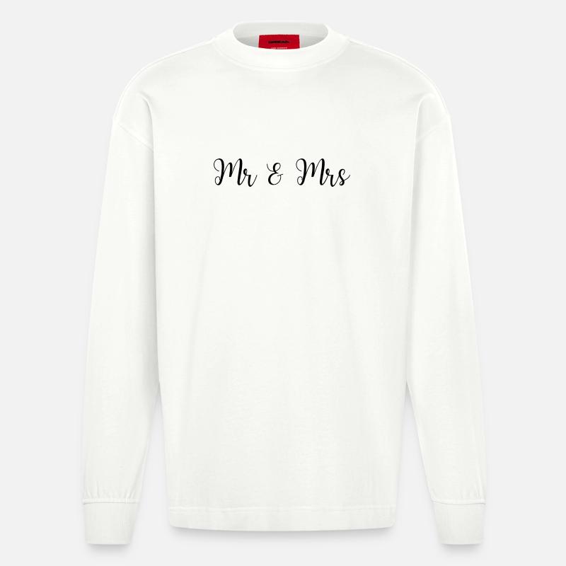 Mr & Mrs Hochzeit Design - Heavyweight Oversized Organic Langarmshirt Made in EU - OFF WHITE