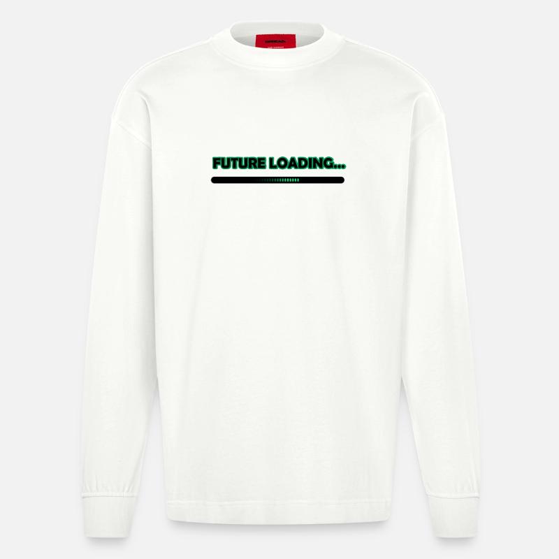 Future Loading Progress Tee - Heavyweight Oversized Organic Longsleeve Shirt Made in EU - OFF WHITE