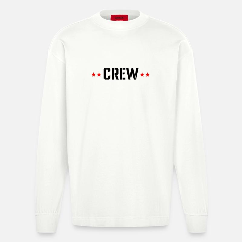 Crew mit Sterne - Heavyweight Oversized Organic Langarmshirt Made in EU - OFF WHITE