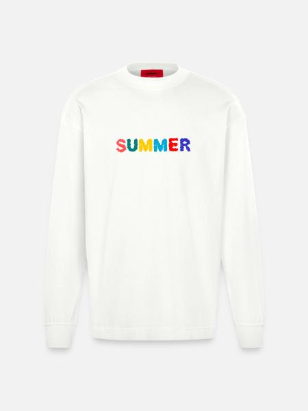 MISTRESS. MASTER. TEACHER. SCHOOL - Heavyweight Oversized Organic Longsleeve Shirt Made in EU - OFF WHITE