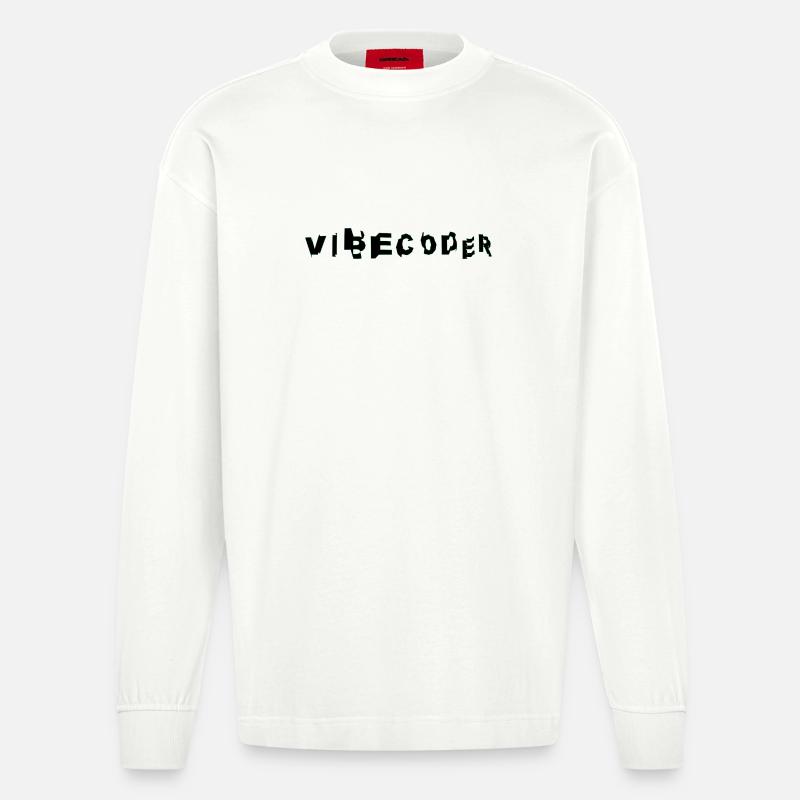VibeCoder Glitch Neon - Heavyweight Oversized Organic Longsleeve Shirt Made in EU - OFF WHITE