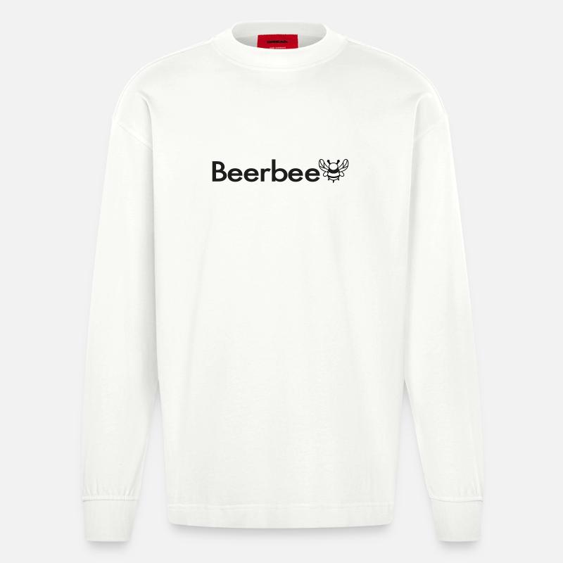 Beerbee Bierbiene Malle Spruch TShirt - Heavyweight Oversized Organic Langarmshirt Made in EU - OFF WHITE