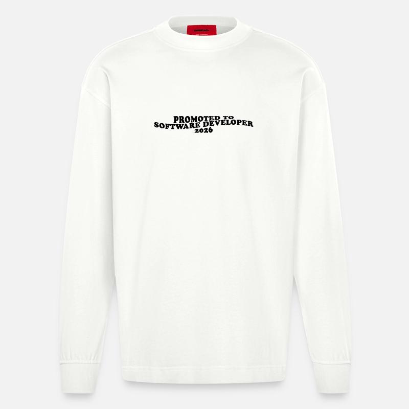 Promoted to Software Developer 2026 - Heavyweight Oversized Organic Langarmshirt Made in EU - OFF WHITE
