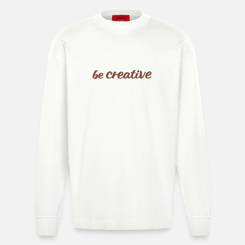 Be Creative Script Marron - Manches longues bio épais oversize fabriqué en UE - OFF WHITE