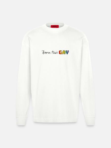 Rainbow né ce gay - Manches longues bio épais oversize fabriqué en UE - OFF WHITE
