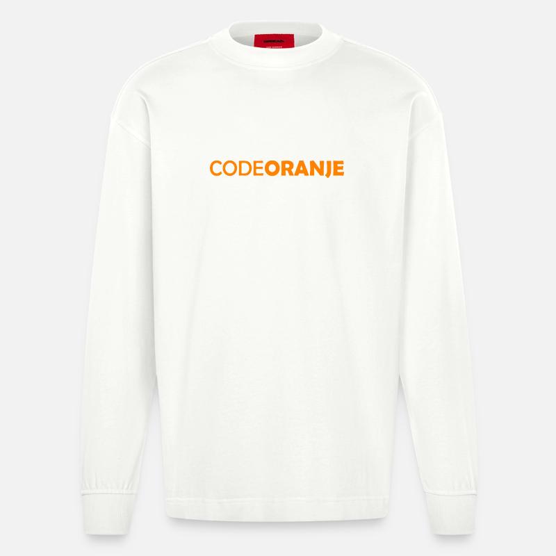 Code Oranje - Nederland - Netherlands Niederlande - Heavyweight Oversized Organic Langarmshirt Made in EU - OFF WHITE