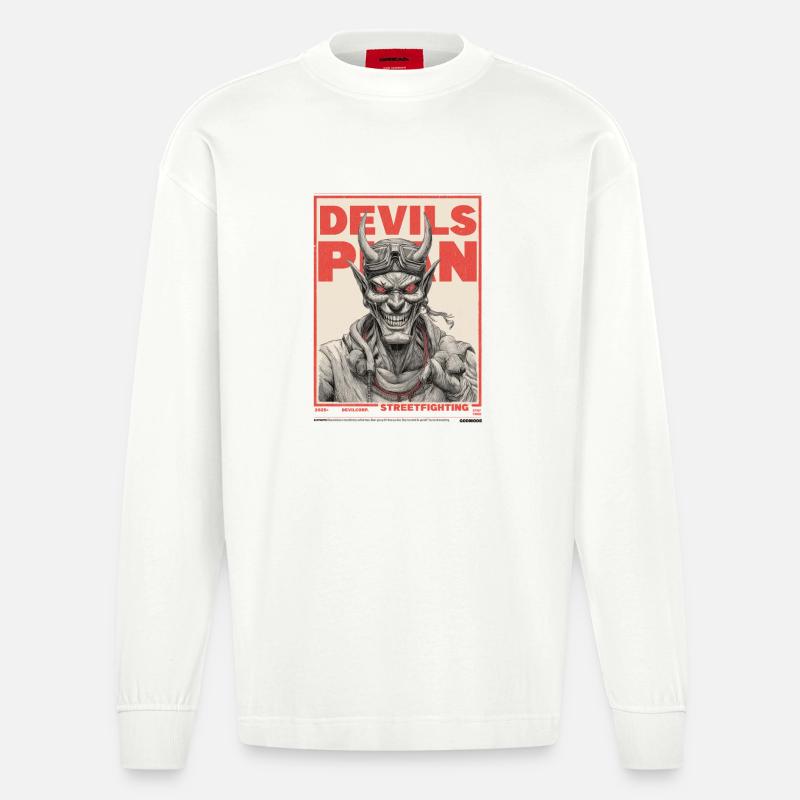 Devils Plan - Heavyweight Oversized Organic Langarmshirt Made in EU - OFF WHITE