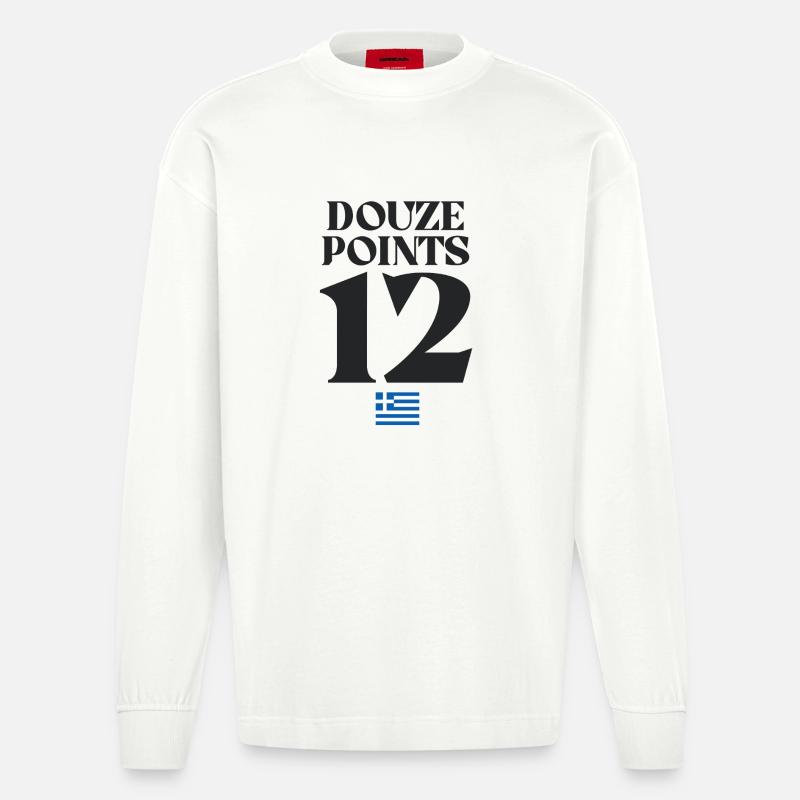 Douze Points 12 Grèce Euroviation - Manches longues bio épais oversize fabriqué en UE - OFF WHITE