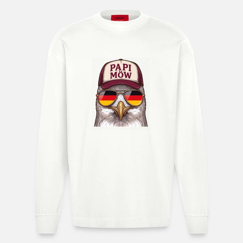 Papi Mow Heldenhuhn - Heavyweight Oversized Organic Langarmshirt Made in EU - OFF WHITE