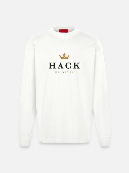 Hack Original Family Logo - Heavyweight Oversized Organic Longsleeve Shirt Made in EU - OFF WHITE