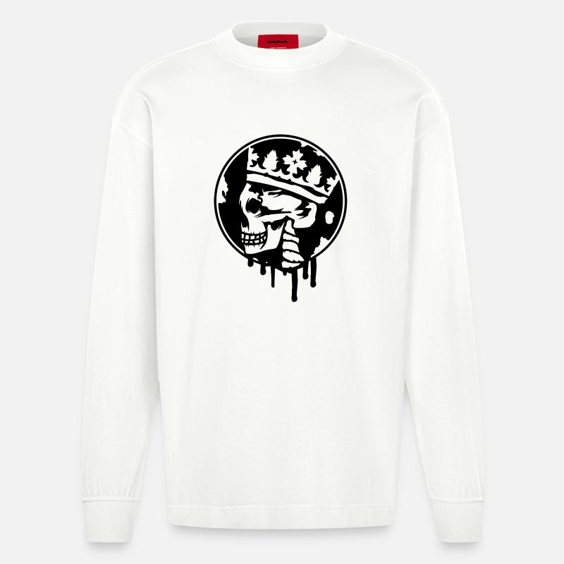 Totenschädel mit Krone Graffiti - Heavyweight Oversized Organic Langarmshirt Made in EU - OFF WHITE