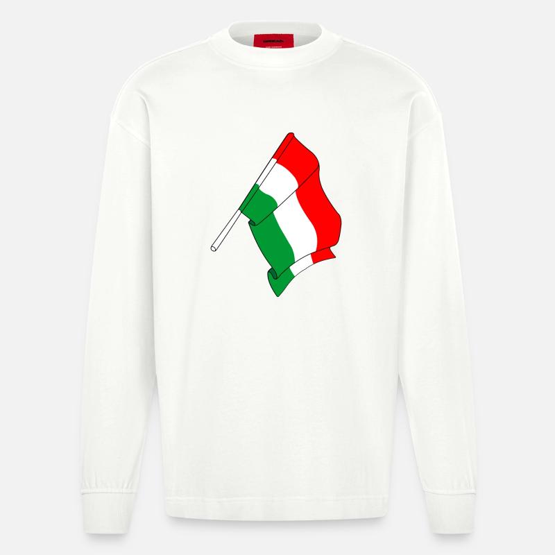 Flagge Ungarn - Heavyweight Oversized Organic Langarmshirt Made in EU - OFF WHITE