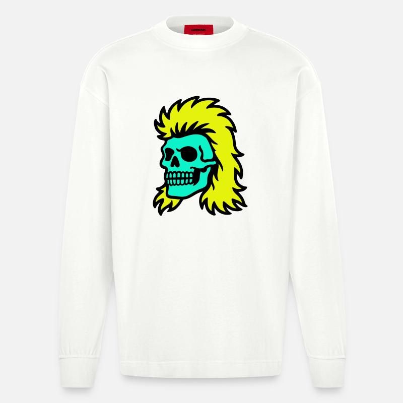 Vokuhila Skull - Heavyweight Oversized Organic Langarmshirt Made in EU - OFF WHITE