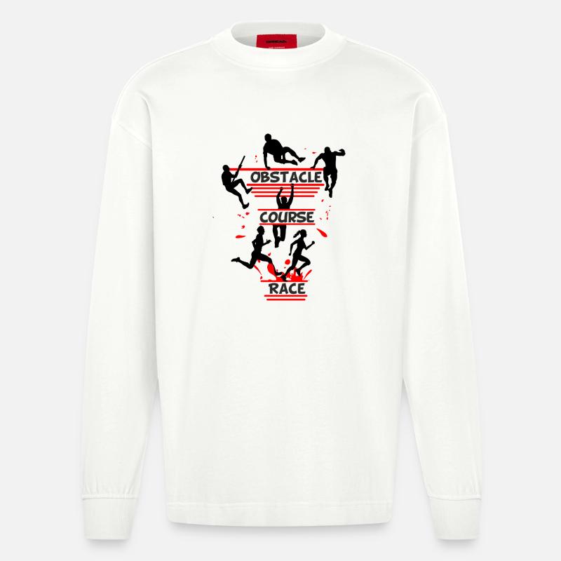 Course d’obstacles – Silhouette Full Action - Manches longues bio épais oversize fabriqué en UE - OFF WHITE