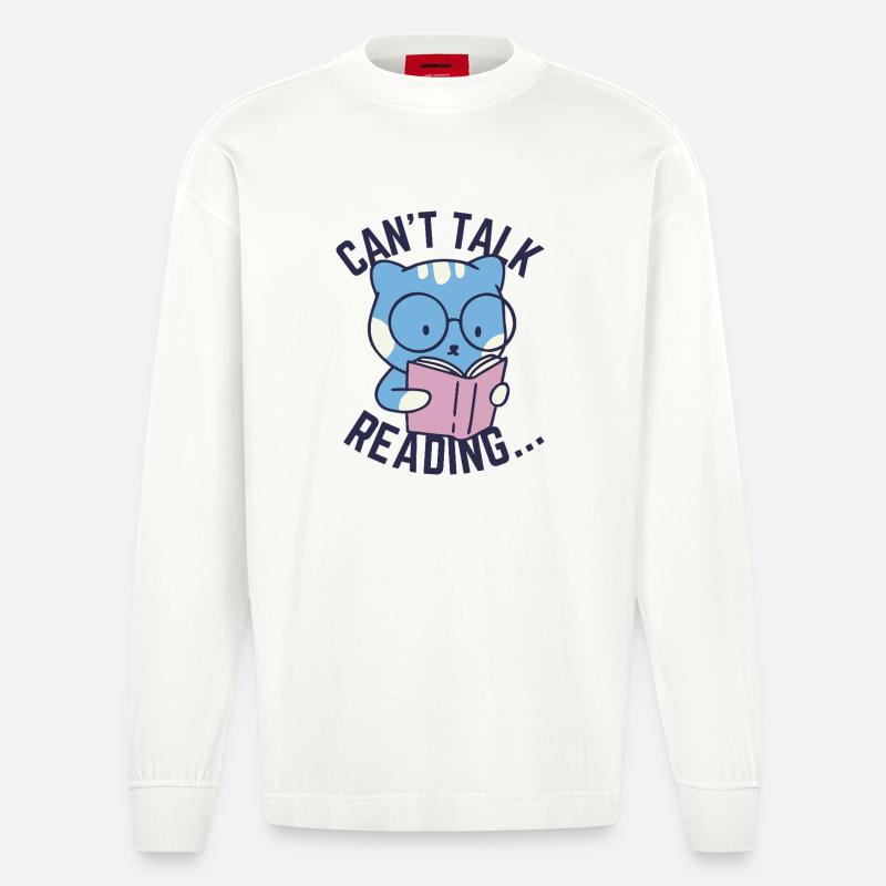 Kann nicht sprechen, lesen... - Heavyweight Oversized Organic Langarmshirt Made in EU - OFF WHITE